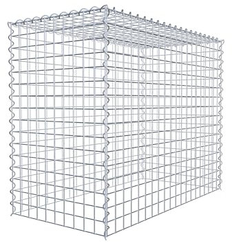 GABIONA Cesta para piedra (rectangular, malla de 5 x 5 cm, profundidad de 50 cm, cesta de cultivo tipo 3, cierre de espiral, galvanizada (100 x 80 x 50 cm)