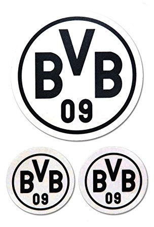Borussia Dortmund Aufkleber in schwarz 3 St?ck, Folie, 9 x 9 x 1 cm, 3-Einheiten