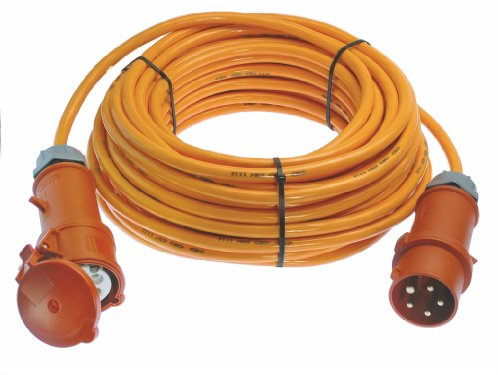 as - Schwabe Starkstrom Verlängerungskabel 25 m H07BQ-F 5G4 – 400V, 32A, 6h, ca. 22kW – Für Baustelle, Garten – 5-polige, robuste CEE Verlängerung für Außenbereich – IP44 – Made in Germany, 59627
