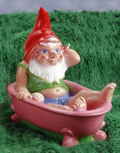 Nain avec une baignoire, 32 cm, Nain de jardin en plastique