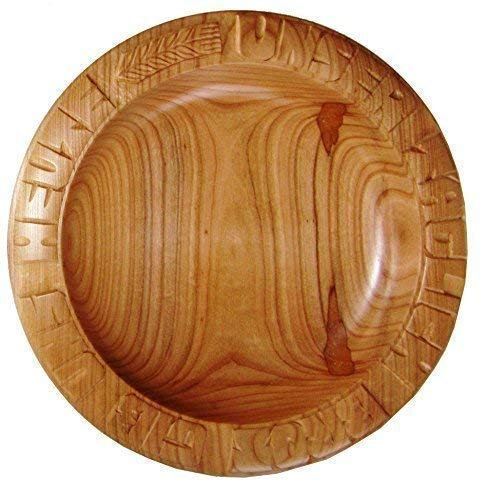 CleanPrince Brotteller ca. 26-28 cm Kirsche handgeschnitzt, eingeschnitzt UNSER TÄGLICH BROT GIB UNS HEUTE Holzteller, Holzschale, Brotschale, Brotkorb