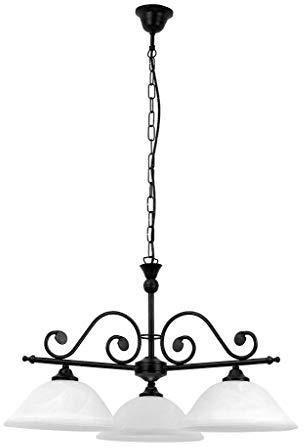 rabalux 3-flammige Pendelleuchte Landhausstil weißes Alabasterglas Metall schwarz Dorothea