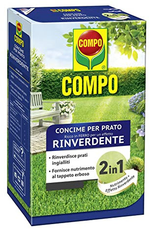 COMPO Rinverdente, Concime per Prato, Ricco di Ferro, Per nutrire manti erbosi ingialliti e renderli più fitti e verdi, 3 kg