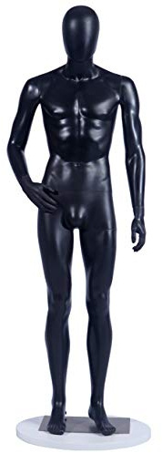 Eurohandisplay männliche Schaufensterpuppe MB-1Black matt schwarz Arme drehbar,ohne Kopf Schaufensterpuppe Male Mannequin Headless