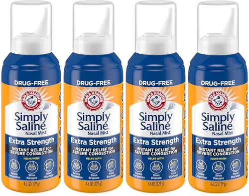 Simply Saline Nasal Mist Extra Strength Severe Congestion 4.6 oz (Pack of 4)