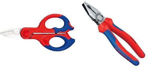 Knipex M293531 - Tijeras electricista 155mm + 03 02 180 Alicate universal negro atramentado con fundas en dos componentes 180 mm