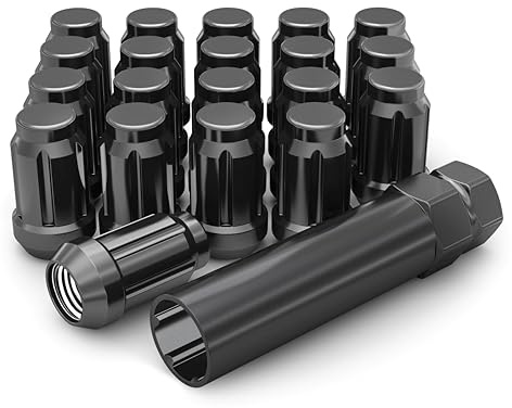White Knight 3806BK-20AM Black Chrome M12x1.25 Spline Lug Nut with Key, 20 Pack