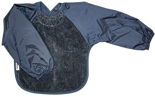 Silly Billyz SIB-205NA Langarm-Lätzchen, Medium (6-24 Monate), Velours, navy