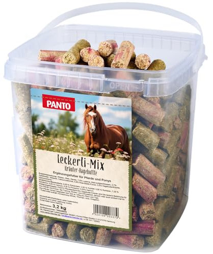 PANTO Leckerli Mix für Pferde Kräuter & Hagebutte 3,2 kg – leckere Belohnung für Pferde und Ponys in Pelletform, Zwei Sorten Pferdeleckerlis, Pferdefutter Ergänzung