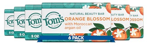 Tom’s of Maine Natural Beauty Bar Soap For Women and Men, Orange Blossom, 5 oz Bar (Pack of 6)