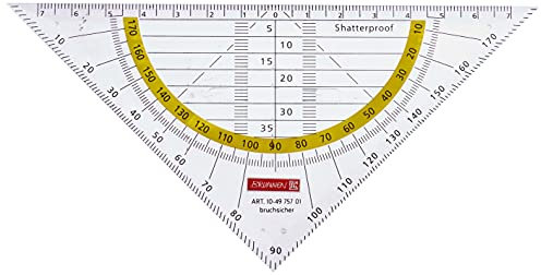 Brunnen 104975701 Geometrie-Dreieck / Geodreieck (für Schule und Büro 16 cm, mit Griff, bruchsicher, glasklar)