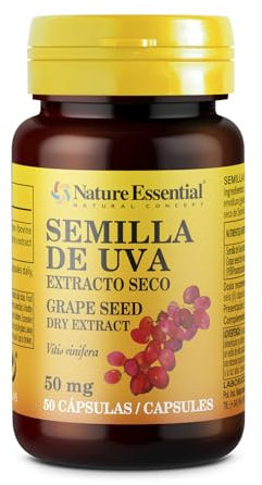 Nature Essential | Resveratrol 50 mg Extracto Semilla de Uva y Arándano Azul | 50 Cápsulas | Vitamina E y Flavonoides | Aspecto de la Piel