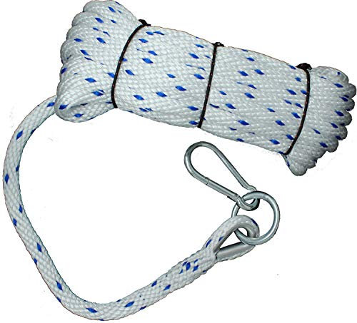 Seilflechter - Bauaufzugseil 10m, Spiral-Birotex mit Ring & Karabinerhaken, Ø 16 mm, Mehrzweckseil für privaten Gebrauch, Handwerk & Industrie