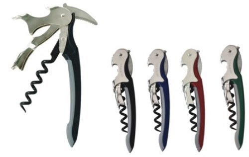 Soft-Touch Murano Two-Step Waiter Corkscrew with Nonstick Spiral, Black