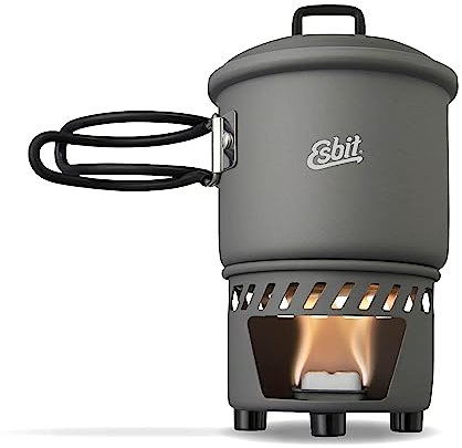 Esbit Cookset Conjunto para cocinar con combustible sólido (bote sin revestimiento antiadherente), color gris, talla 585mL