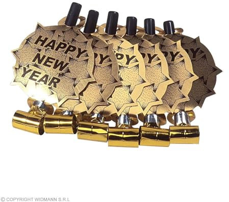 W WIDMANN MILANO Party Fashion, Pack de 6 Luftrüssel, design festif en or/argent, dimensions pratiques, matériaux de qualité, facile à utiliser, idéal pour les groupes