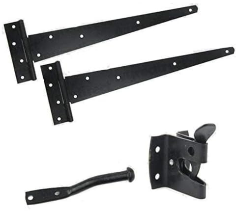 Haven Heritage Gate Hinge Set - Wooden Door Hinges & Latch - 300mm Tee and Auto Catch