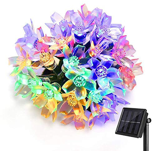 Solar Lichterkette Außen, KEEDA Wasserdicht Blumen LED Außenlichterkette, 22.97ft 50 LED Beleuchtung für Garten, Balkon,Pavillon,Terrasse,Rasen,Zaun,Hochzeit Deko(Multi)