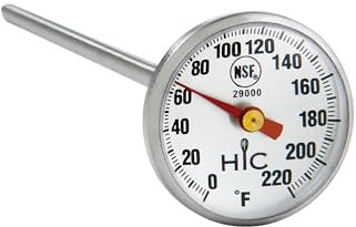 HIC Harold Import Co. 29000 HIC Instant-Read Meat Poultry Turkey Grill Thermometer, Shatterproof Face, Stainless Steel and Protective Sheath with Internal Temperature Chart, Silver