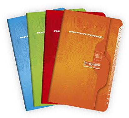 Clairefontaine 841C - Adressbuch / Vokabelheft Calligraphe geheftet, 11x17cm, 48 Blatt, kariert, 70g, farbig sortiert, 1 Stück