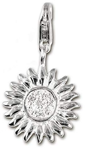 SilberDream Charm Schmuck 925 Echt Silber Anhänger weiß Sonne Zirkonia FC223W Silber Charmsschmuckanhänger