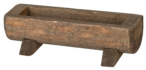 MaMeMi Mangiatoia/Abbeveratoio in Legno per Presepi Ø 2,5 x 9 x 4 cm – Accessorio Artigianale per Presepi, Diorami e Modellismo