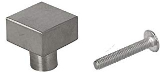 Massiv Edelstahl Möbelknopf Möbelgriff matt gebürstet 19x19mm Schrankknopf Schubladenknopf quadratisch