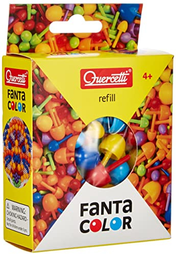Quercetti Fantacolor Stecker Refill 142 Stück, Montessori Spielzeug ab 4 Jahre, Sensorik Spielzeug, Reisespiele Kinder Ab 4, Mosaik Bastelset, Made in Italy