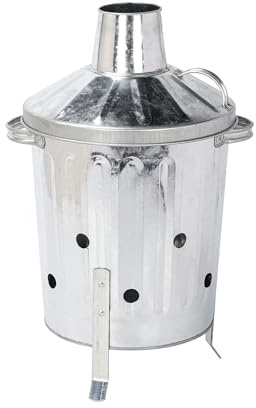 CrazyGadget® Mini Garden Incinerator Small Fire Bin Galvanised 15 Litre 15L Burning Wood Leaves Paper