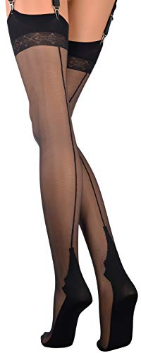 Trasparenze Pennac 20 Den Back Seamed Stockings [Garter belt not included] Color: Black Size: 3/4 (Large/X-Large)