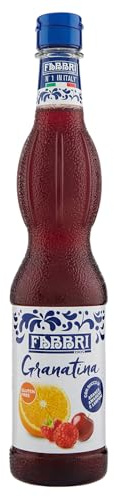 Fabbri 1905 - Sirope de Granadina 560 ml con zumo de naranja, amarena y frambuesa, sin gluten, elaborado en Italia, botella con tapón antigoteo. Ideal para bebidas y cócteles.