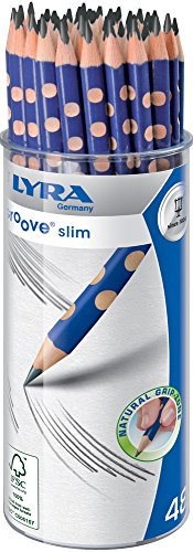 LYRA Groove Slim, Lápices de grafito ergonómicos, Triangular con zona de grip natural, Bote de plástico
