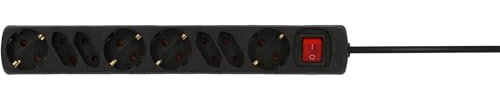 UNITEC Tischsteckdose mit Stecker Schalter, 4 und 4-Fach, 1.4 m, H05VV-F3G1.5 mm², schwarz