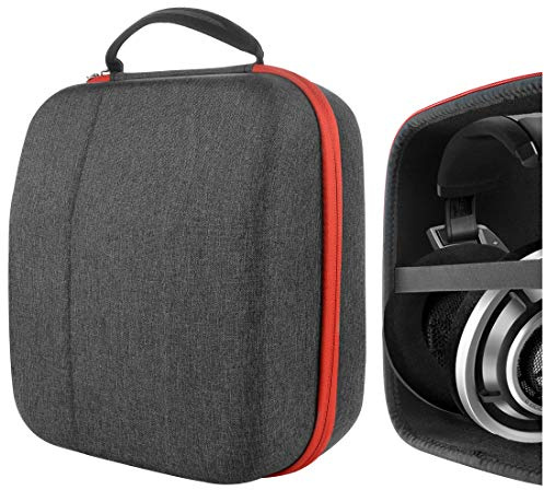 Geekria Shield Headphones Case Compatible with Sennheiser HD820, HD800S, HD700, HD660S2, HD660S, HD650 and More, Replacement Hard Shell Travel Carrying Bag with Cable Storage (Dark Grey)