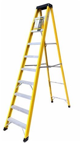 10 TREAD Heavy Duty Fibreglass Step Ladder | Electricians GRP Step Ladder 30,000v