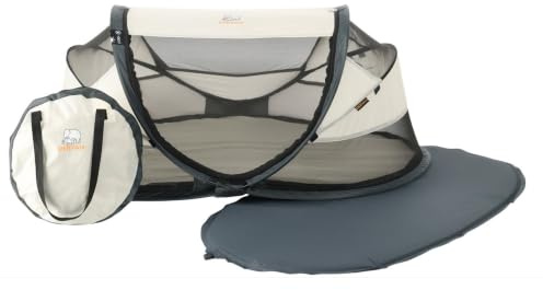 Deryan Baby Reisebett mit Matratze ab Geburt bis 2,5 Jahre - Pop Up Babybett Babyzelt in 2 Sekunden aufgestellt - inkl. Moskitonetz & Reisetasche - 120x75x50cm (Creme)