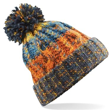 Beechfield Womens/Ladies Corkscrew Pom Pom Beanie (One Size) (Retro Blue)