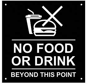 Hinweisschild, Aufschrift No Food Or Drink Beyond This Point, ideal für Geschäfte, Einzelhandel, Geschäft und Büro.