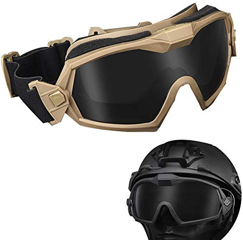 WLXW Taktische Nebelsichere Schutzbrille Mit Lüfter Für Airsoft Paintball Im Freien Militärsport Jagd- und Schießschutzbrille Ski Snowboard Bike Sport,Tan