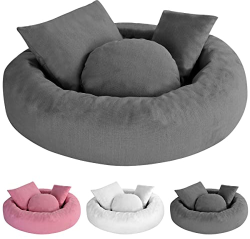 Haokaini 4 PCS Newborn Baby Photography Props Donut Pillow Posing Pillow Baby Basket Filler Kit Crescent Posing Pillow Basket Filler for 0-3 Months Gray