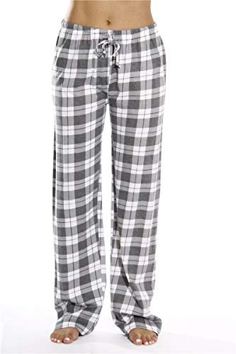 XADITON Frauen Plaid Pyjama Pants PJ Bottoms Elastic Taillenbund Nachtwäsche Plaid Lounge Hosen Lounge Night Sleepwear Pyjama Hose (Color : Gray, Size : Small)
