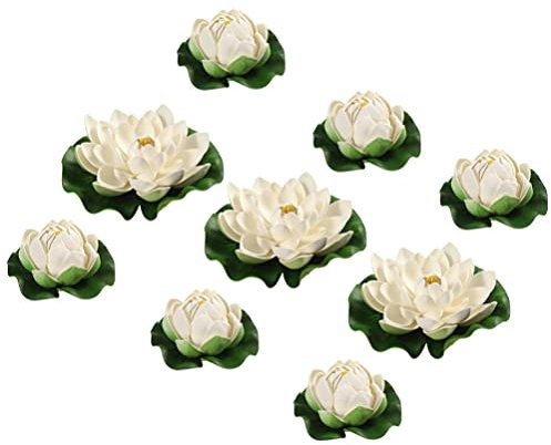IMIKEYA 9 Stücke Künstliche Schwimmende Weiße Seerose Ornamente Für Outdoor Home Decor