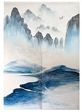 Hiseng Japanischer Gardinen Noren Tür Vorhang, Leinen Partition Türvorhang Restaurant Home Schlafzimmer Vorhang Wand Tapisserie, für die Heimtextilien Raumteiler (Gipfel,100x150cm)