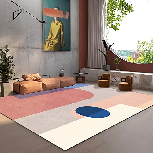 Teppich waschbarer Teppich kinderzimmer Rosa, blau, weiß, geometrischer wohnzimmerteppich Kinder teppiche mädchen Wohnzimmer Couch teppiche 160x230cm