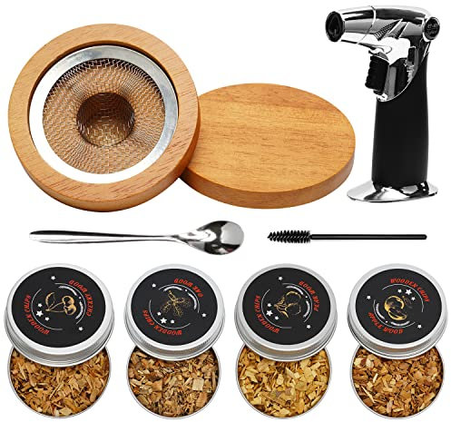 Kit fumatore cocktail, 4 pezzi trucioli di legno per whisky BBQ carne Bourbon, vecchio stile cocktail kit