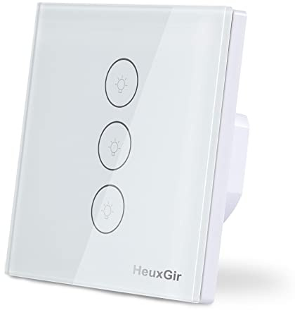 HeuxGir 86 * 86mm Smart Lichtschalter,WiFi Touch Light Switch, Smart Home Lichtschalter with Controllable LED, Compatible with Alexa/Google/Smart Lif