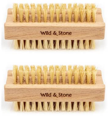 Wild & Stone | Wooden Nail Brush | Double-Sided Natural Sisal Fingernail and Toenail Brush | FSC Certified Beechwood & Sisal Fibres | Vegan & Plastic Free (1 Pack) (One Size, 2, count)