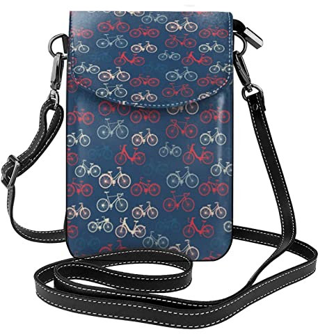 Damen Crossbody Geldbörse Geldbörse Niedliche Bulldogge Bedruckte PU Leder Handy Tasche Geldbörse, Bikes Fahrrad Radfahren, Einheitsgröße