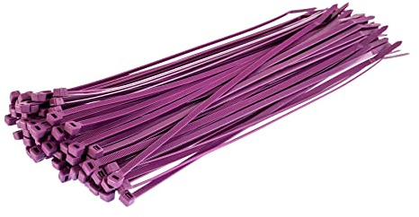 EliteKoopers 300mmX4.8mm Strong Tie Wraps Cable Ties Fasteners Wire Zip Strap Cord For Home, Office, Garden, Garage etc. (Purple 100Pcs)