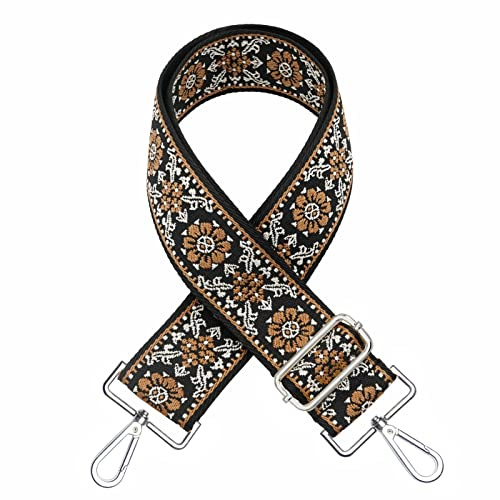 PANMAY Axelrem för fickor bredd 5 cm - justerbar väskrem 80-130 cm, universell fläta axelrem för väskor handväskor med karbinhake (mörkbrun)